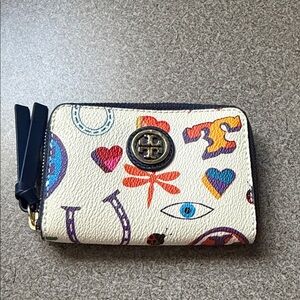 Tory Burch Cream Multicolor Graphic Wallet
